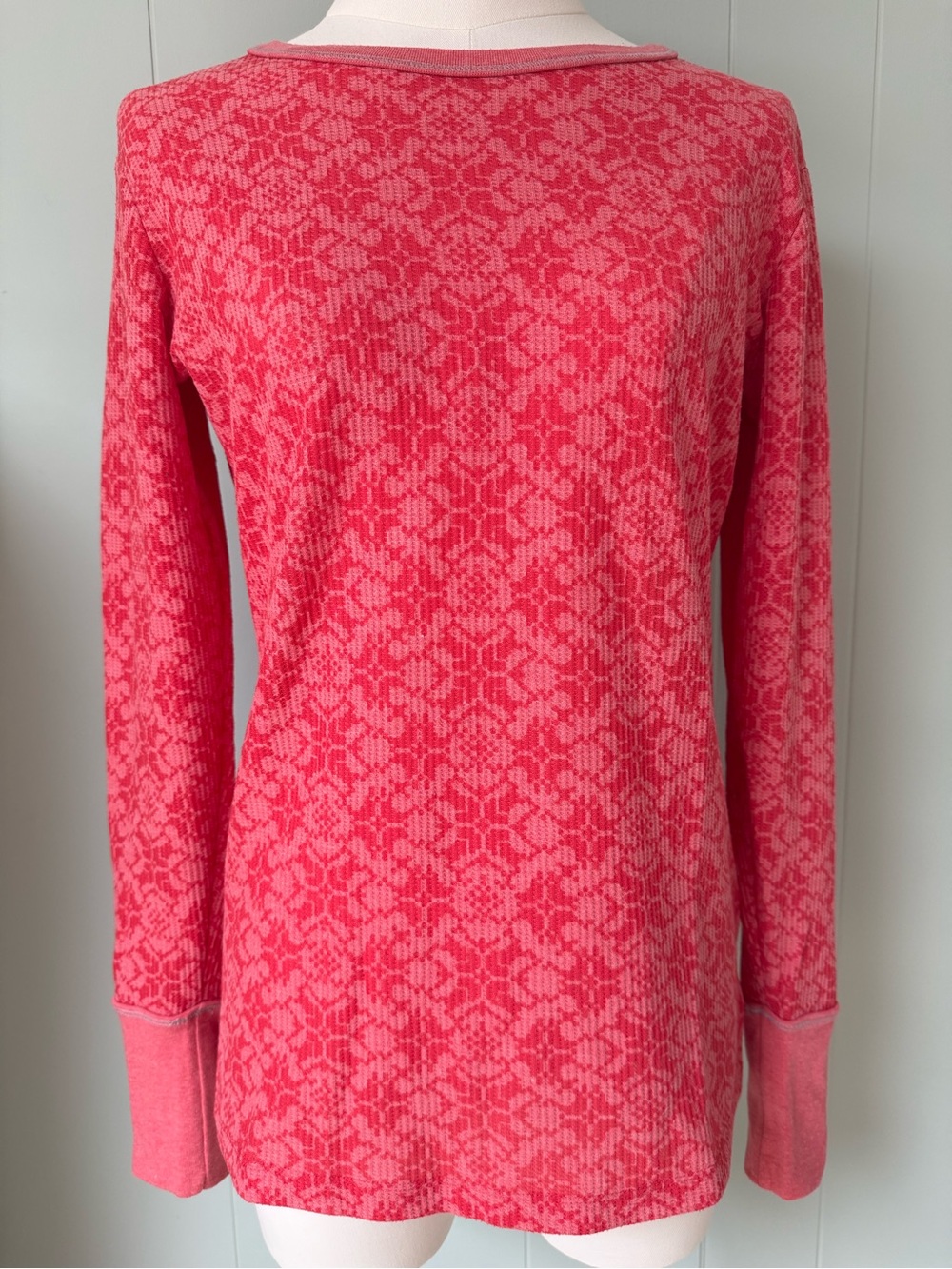 Columbia Omni-Wick Waffle-Knit Baselayer Long Sleeve Top Coral Pink Petite Small